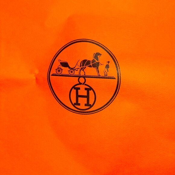Hermes Paris France classic orange Carriage print paper shopping bag - Picture 4 of 4